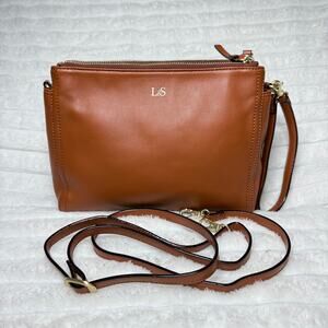 Lo and Sons Pearl Crossbody Travel Bag Nappa Leather Sienna Gold Hardware